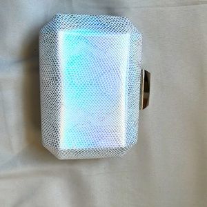 Holographic Clutch bag with silver hardware